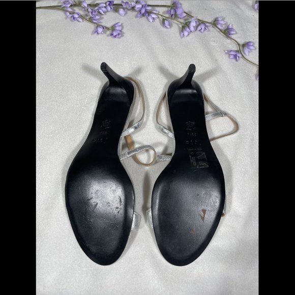 NWD $278 Joie Madi Metallic‎ Silver Leather Slingback Sandals [ SZ 38.5 ] #JR - Picture 6 of 12